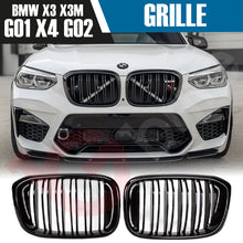 Load image into Gallery viewer, BMW X3 G01 X3M X4 G02 X4M 2018-2022 GLOSS BLACK DOUBLE SLAT STYLE FRONT KIDNEY GRILLE