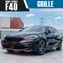 Load image into Gallery viewer, BMW 1 SERIES F40 2019-2023 GLOSS BLACK DOUBLE SLAT STYLE FRONT KIDNEY GRILLE