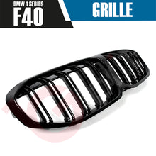 Load image into Gallery viewer, BMW 1 SERIES F40 2019-2023 GLOSS BLACK DOUBLE SLAT STYLE FRONT KIDNEY GRILLE