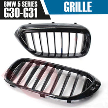 Load image into Gallery viewer, BMW 5 SERIES G30 G31 2017-2020 GLOSS BLACK SINGLE SLAT STYLE FRONT KIDNEY GRILLE
