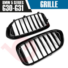 Load image into Gallery viewer, BMW 5 SERIES G30 G31 2017-2020 GLOSS BLACK SINGLE SLAT STYLE FRONT KIDNEY GRILLE