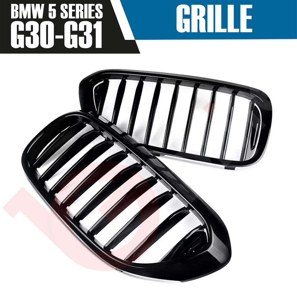 BMW 5 SERIES G30 G31 2017-2020 GLOSS BLACK SINGLE SLAT STYLE FRONT KIDNEY GRILLE