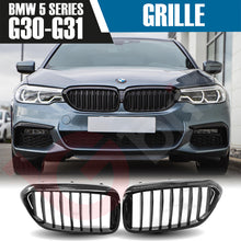 Load image into Gallery viewer, BMW 5 SERIES G30 G31 2017-2020 GLOSS BLACK SINGLE SLAT STYLE FRONT KIDNEY GRILLE