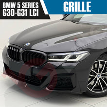 Load image into Gallery viewer, BMW 5 SERIES G30 G31 LCI 2021-2023 GLOSS BLACK DOUBLE SLAT STYLE FRONT KIDNEY GRILLE