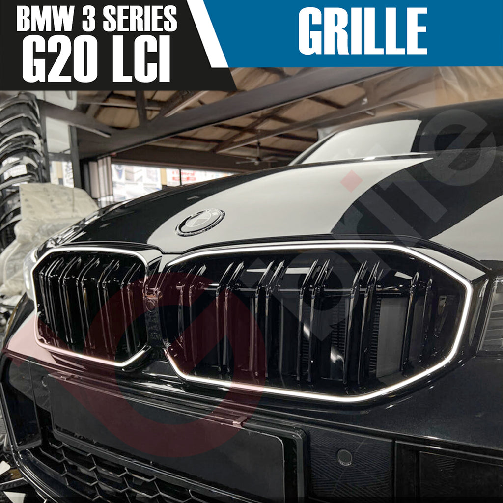 BMW 3 SERIES G20 G21 LCI 2023-2025 DOUBLE SLAT + LED LIGHT FRONT KIDNEY GRILLE