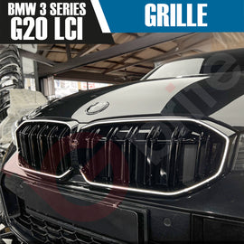 BMW 3 SERIES G20 G21 LCI 2023-2025 DOUBLE SLAT + LED LIGHT FRONT KIDNEY GRILLE