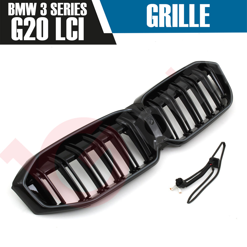 BMW 3 SERIES G20 G21 LCI 2023-2025 DOUBLE SLAT + LED LIGHT FRONT KIDNEY GRILLE