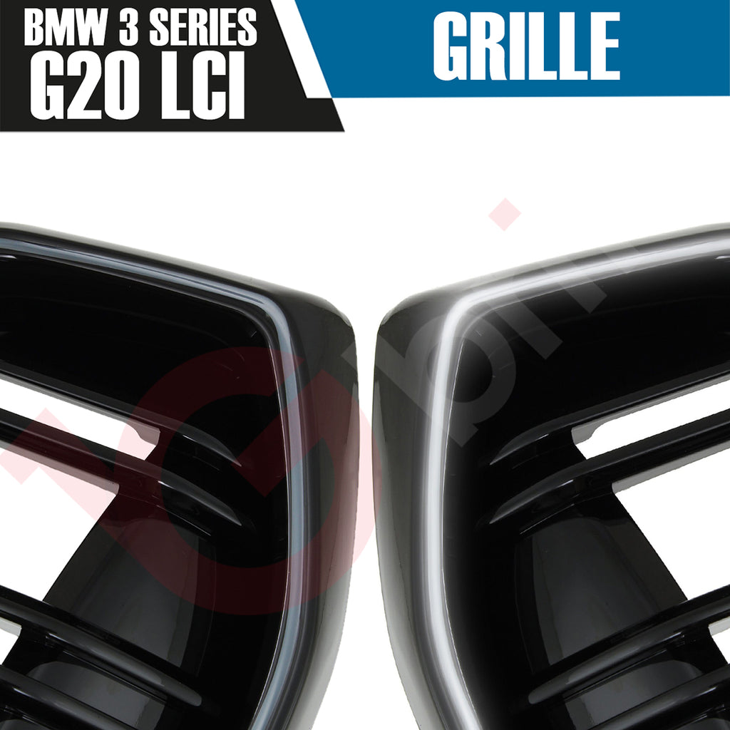 BMW 3 SERIES G20 G21 LCI 2023-2025 DOUBLE SLAT + LED LIGHT FRONT KIDNEY GRILLE