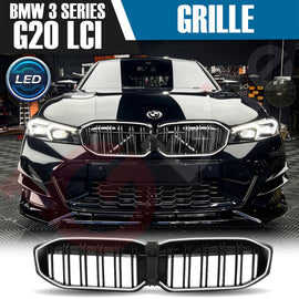 BMW 3 SERIES G20 G21 LCI 2023-2025 DOUBLE SLAT + LED LIGHT FRONT KIDNEY GRILLE