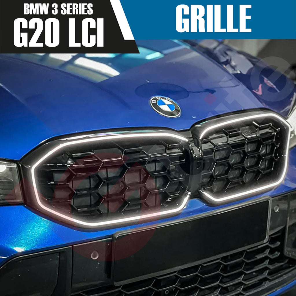 BMW 3 SERIES G20 G21 LCI 2023-2025 DIAMOND STYLE + LED LIGHT FRONT KIDNEY GRILLE