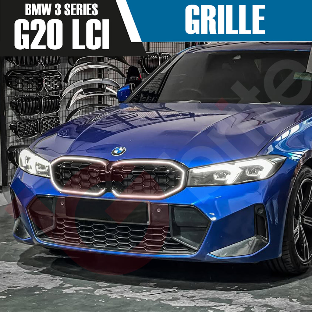 BMW 3 SERIES G20 G21 LCI 2023-2025 DIAMOND STYLE + LED LIGHT FRONT KIDNEY GRILLE