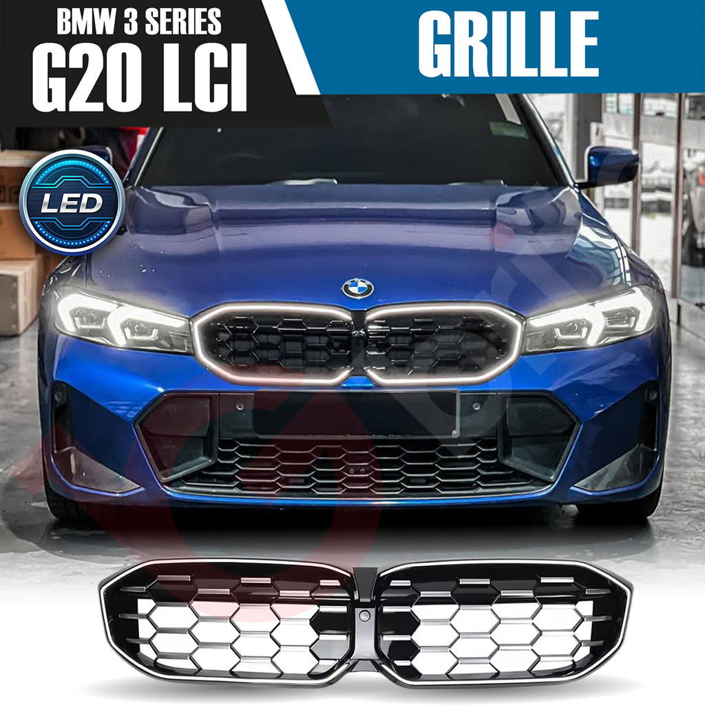 BMW 3 SERIES G20 G21 LCI 2023-2025 DIAMOND STYLE + LED LIGHT FRONT KIDNEY GRILLE