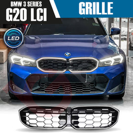 BMW 3 SERIES G20 G21 LCI 2023-2025 DIAMOND STYLE + LED LIGHT FRONT KIDNEY GRILLE