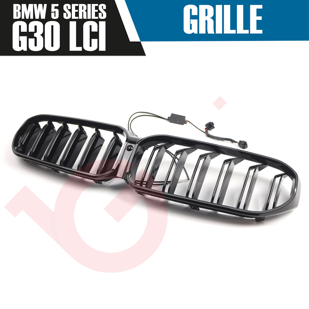 BMW 5 SERIES G30 G31 LCI 2023-2025 DOUBLE SLAT + LED LIGHT FRONT KIDNEY GRILLE