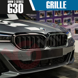 BMW 5 SERIES G30 G31 LCI 2023-2025 DOUBLE SLAT + LED LIGHT FRONT KIDNEY GRILLE