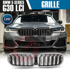 BMW 5 SERIES G30 G31 LCI 2023-2025 DOUBLE SLAT + LED LIGHT FRONT KIDNEY GRILLE