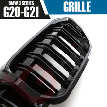 Load image into Gallery viewer, BMW 3 SERIES G20 G21 2019-2022 DOUBLE SLAT STYLE + LED LIGHT FRONT KIDNEY GRILLE