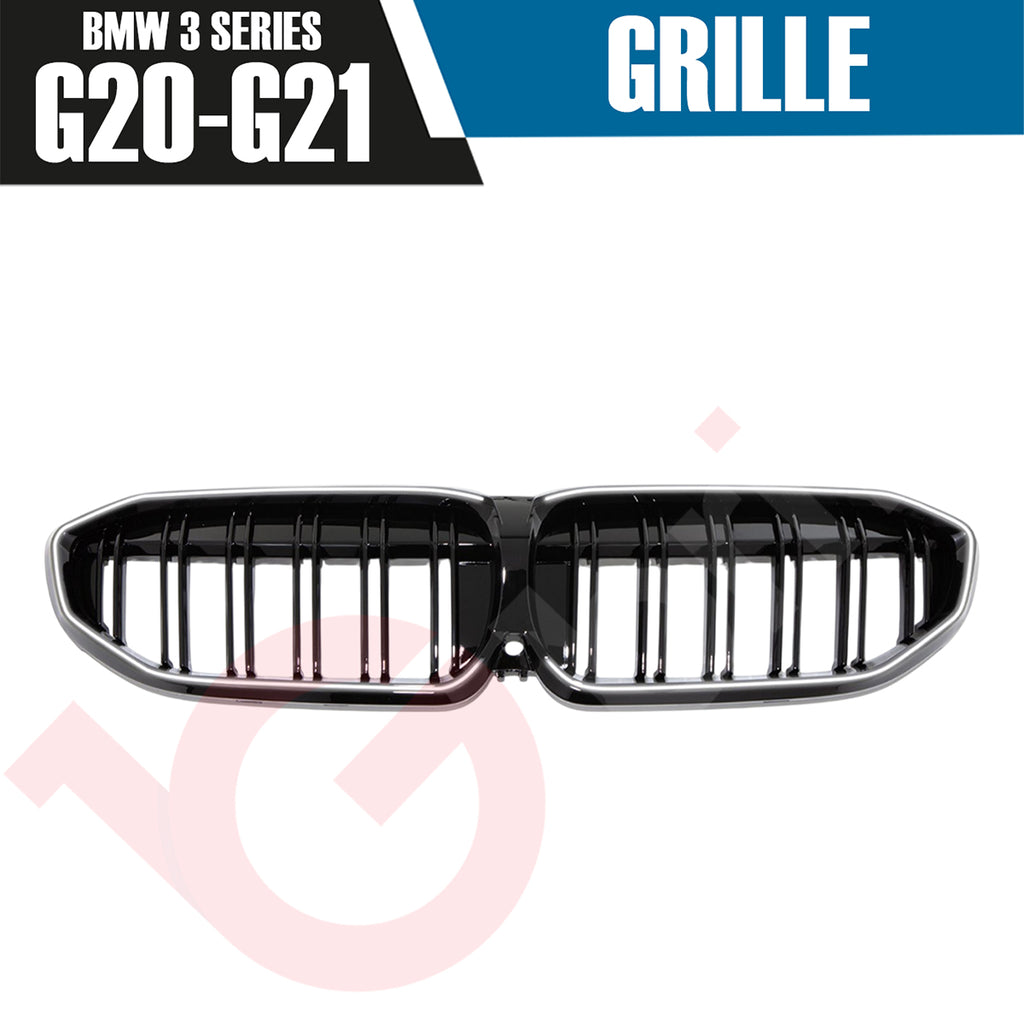 BMW 3 SERIES G20 G21 2019-2022 DOUBLE SLAT STYLE + LED LIGHT FRONT KIDNEY GRILLE