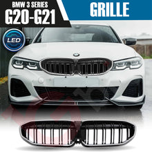 Load image into Gallery viewer, BMW 3 SERIES G20 G21 2019-2022 DOUBLE SLAT STYLE + LED LIGHT FRONT KIDNEY GRILLE