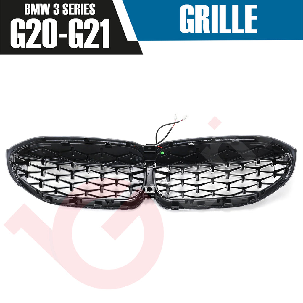 BMW 3 SERIES G20 G21 2019-2022 DIAMOND CUT STYLE + LED LIGHT FRONT KIDNEY GRILLE