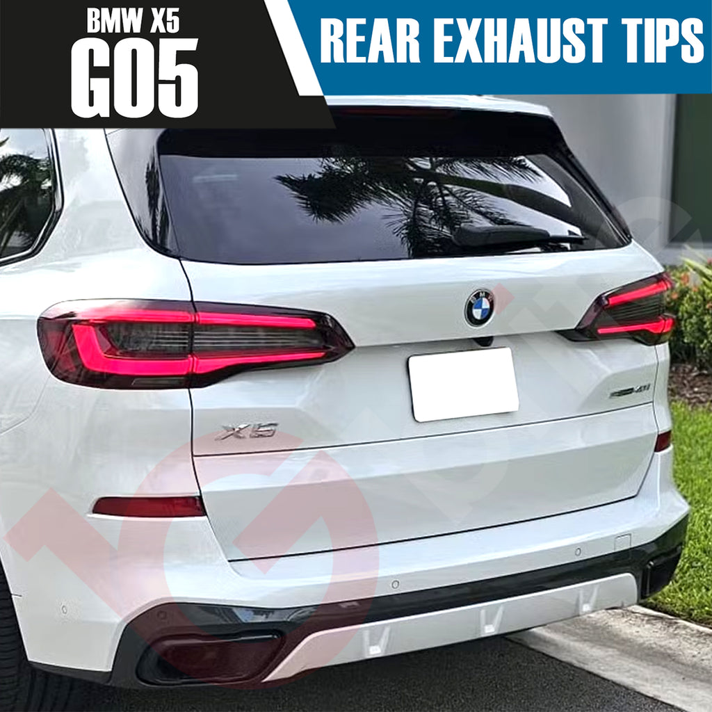 2x BMW X5 G05 GLOSS BLACK EXHAUST TIPS 2018+ REAR STAINLESS STEEL TAIL PIPE UPGRADE