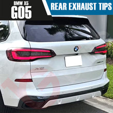 Load image into Gallery viewer, 2x BMW X5 G05 GLOSS BLACK EXHAUST TIPS 2018+ REAR STAINLESS STEEL TAIL PIPE UPGRADE