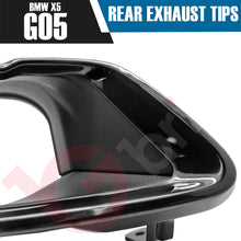 Load image into Gallery viewer, 2x BMW X5 G05 GLOSS BLACK EXHAUST TIPS 2018+ REAR STAINLESS STEEL TAIL PIPE UPGRADE
