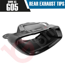 Load image into Gallery viewer, 2x BMW X5 G05 GLOSS BLACK EXHAUST TIPS 2018+ REAR STAINLESS STEEL TAIL PIPE UPGRADE