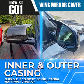 GLOSS BLACK MIRROR CAPS FOR BMW X3 G01 X4 G02 X5 G05 X6 G06 X7 G07 2018+