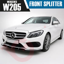 Load image into Gallery viewer, MERCEDES C-Class W205 C205 2015-18 FRONT LIP SPLITTER GLOSS BLACK AMG LINE UPGRADE