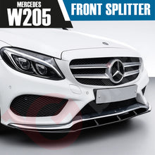 Load image into Gallery viewer, MERCEDES C-Class W205 C205 2015-18 FRONT LIP SPLITTER GLOSS BLACK AMG LINE UPGRADE
