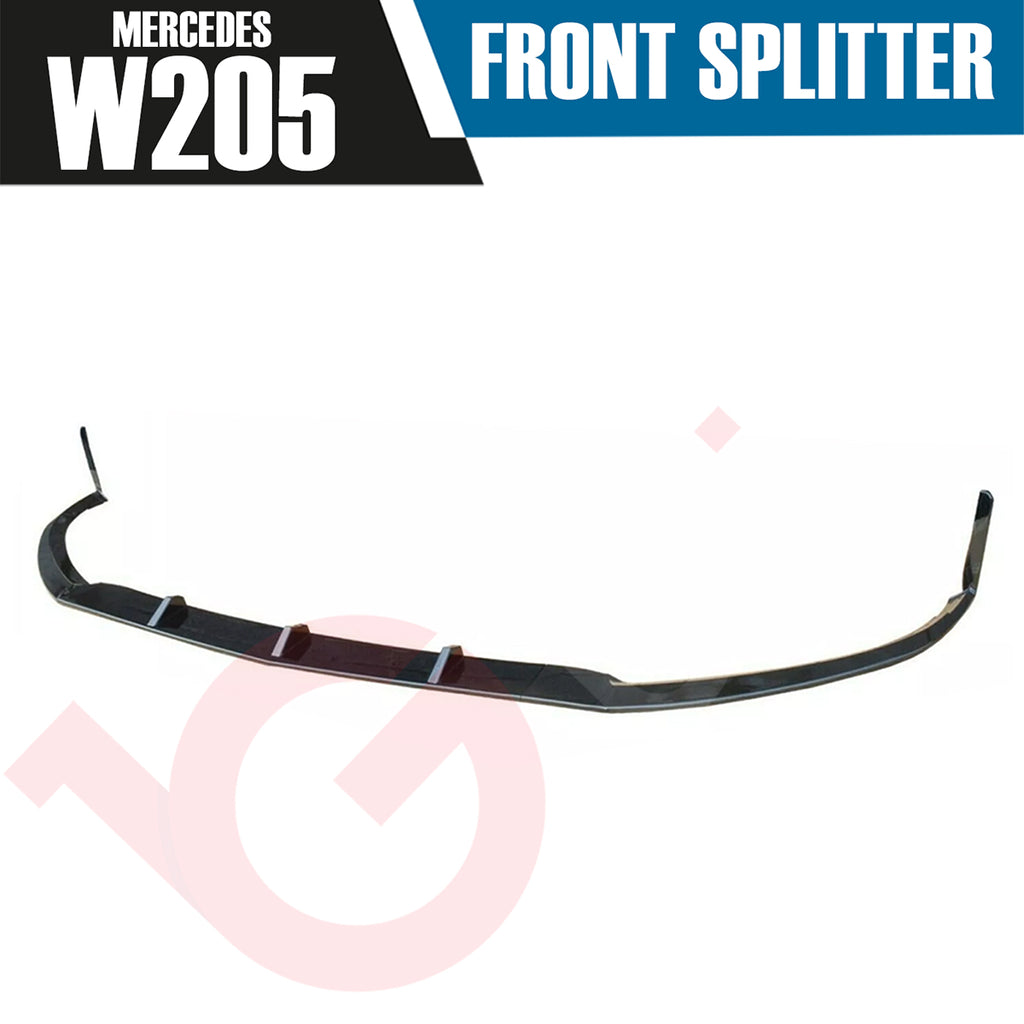 MERCEDES C-Class W205 C205 2015-18 FRONT LIP SPLITTER GLOSS BLACK AMG LINE UPGRADE