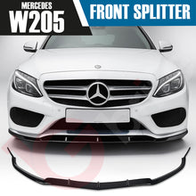 Load image into Gallery viewer, MERCEDES C-Class W205 C205 2015-18 FRONT LIP SPLITTER GLOSS BLACK AMG LINE UPGRADE