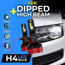 Load image into Gallery viewer, Gbrite H4 SB60 2-in-1 LED dipped and high beam bulbs for the Transporter H4 three-pin headlamp setup