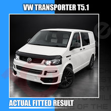 Load image into Gallery viewer, White VW Transporter T5.1 shown from the front three-quarter angle with fitted LED lighting