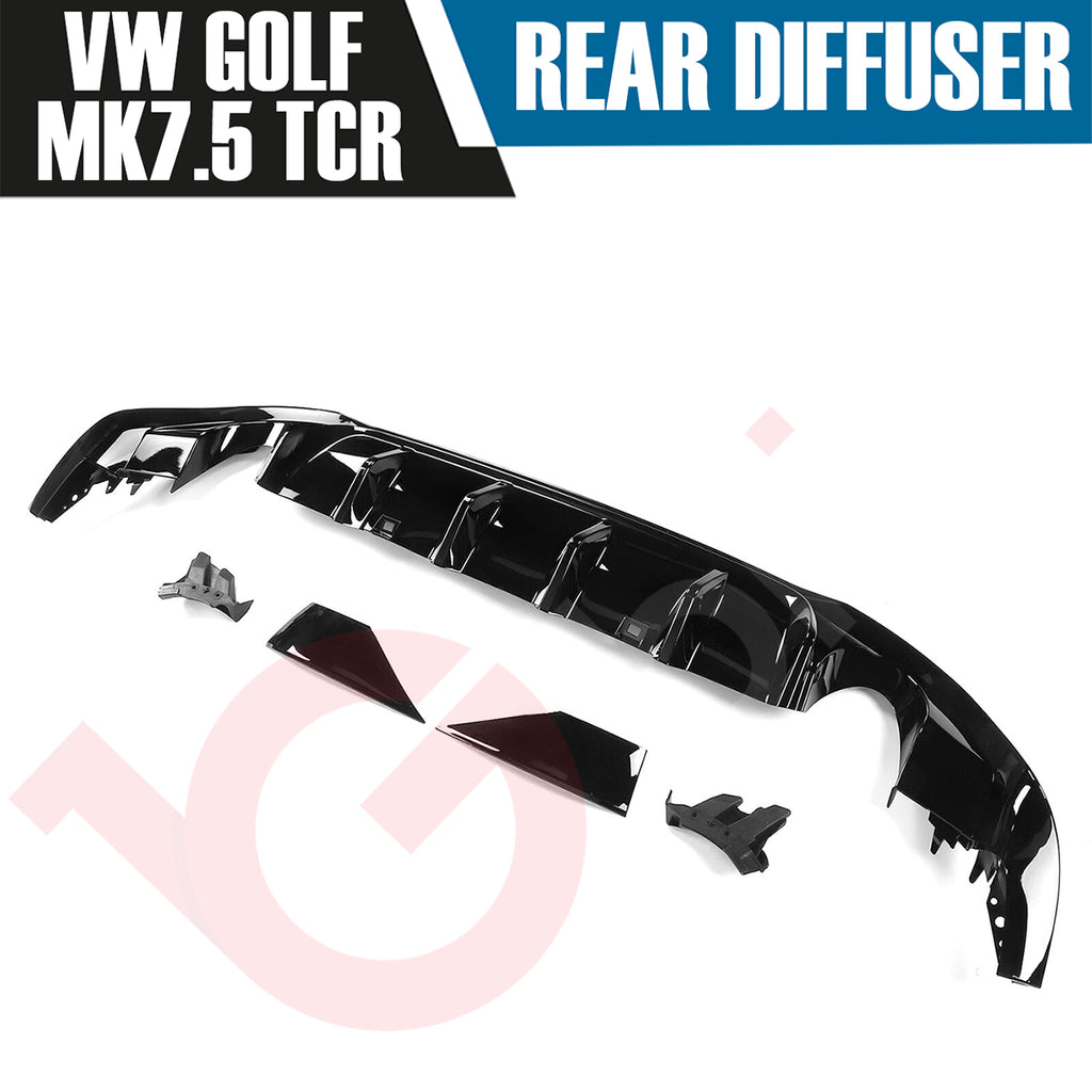 VOKO RACING VOLKSWAGEN GOLF MK7.5 TCR GLOSS BLACK REAR BUMPER DIFFUSER 2017-2020