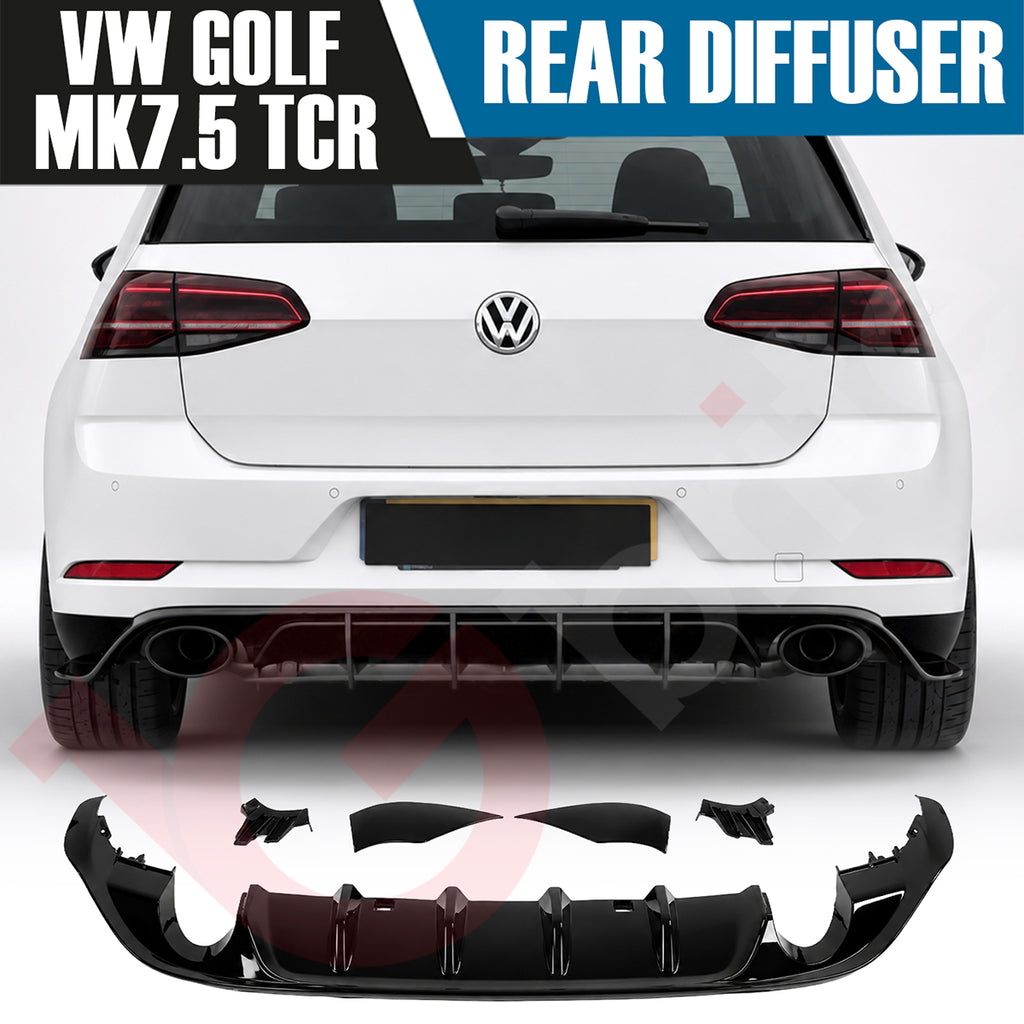 VOKO RACING VOLKSWAGEN GOLF MK7.5 TCR GLOSS BLACK REAR BUMPER DIFFUSER 2017-2020