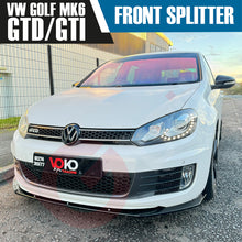 Load image into Gallery viewer, VW GOLF MK6 GTI GTD 2008 - 2012 GLOSS BLACK FRONT BUMPER SPLITTER LIP