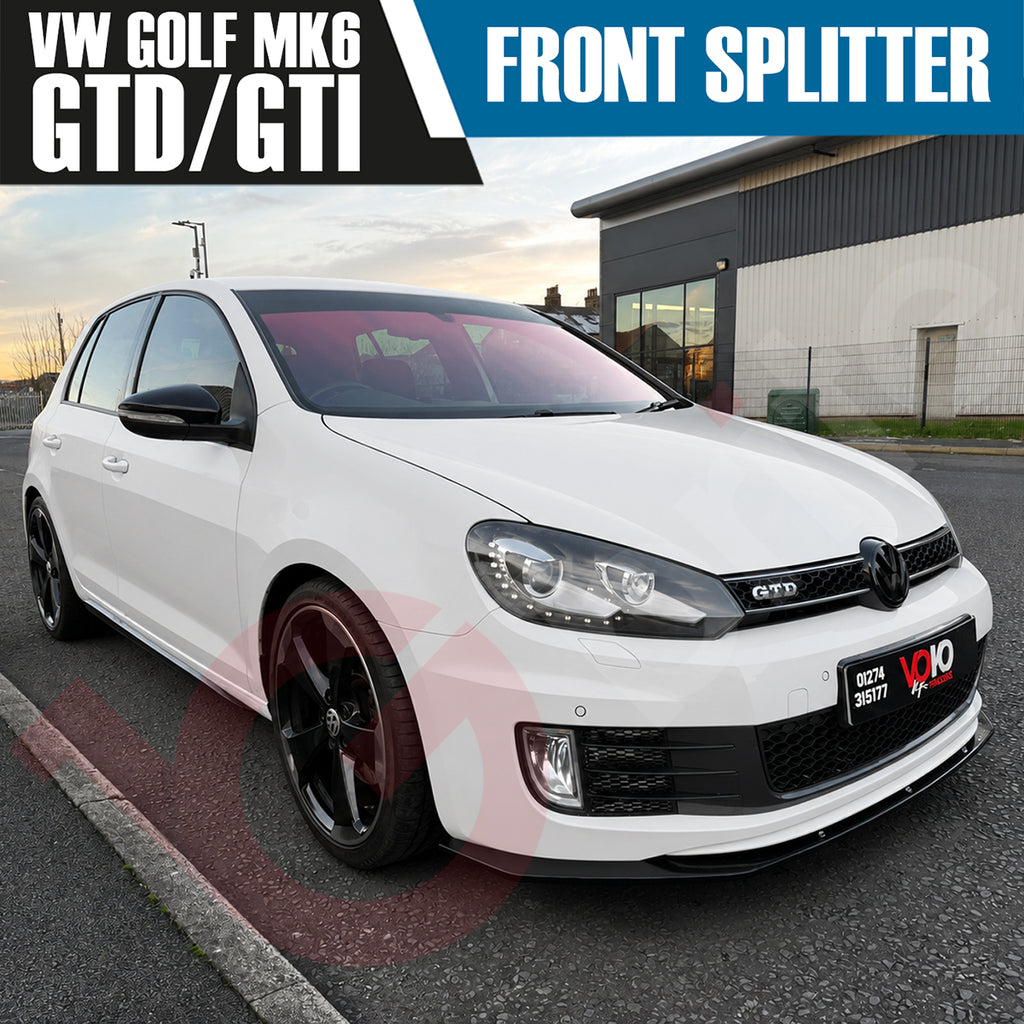 VW GOLF MK6 GTI GTD 2008 - 2012 GLOSS BLACK FRONT BUMPER SPLITTER LIP