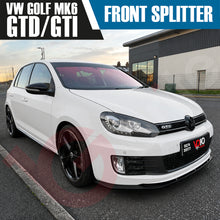 Load image into Gallery viewer, VW GOLF MK6 GTI GTD 2008 - 2012 GLOSS BLACK FRONT BUMPER SPLITTER LIP