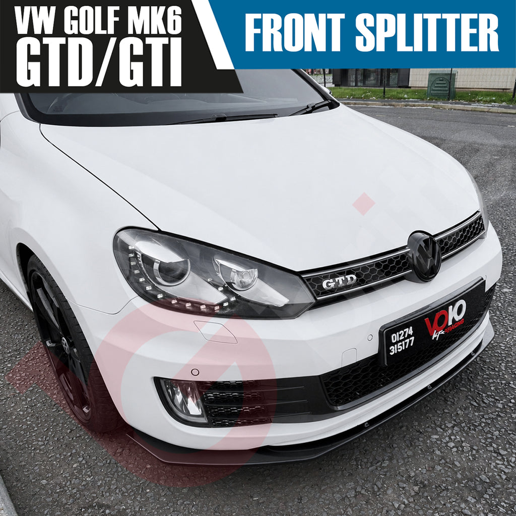 VW GOLF MK6 GTI GTD 2008 - 2012 GLOSS BLACK FRONT BUMPER SPLITTER LIP
