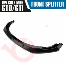 Load image into Gallery viewer, VW GOLF MK6 GTI GTD 2008 - 2012 GLOSS BLACK FRONT BUMPER SPLITTER LIP