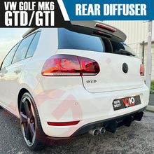 Load image into Gallery viewer, VW GOLF MK6 GTI &amp; GTD VOKO RACING MATT BLACK REAR BUMPER DIFFUSER EXTENSION 2008-2012