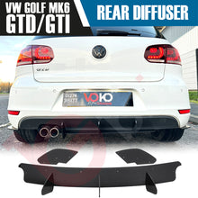 Load image into Gallery viewer, VW GOLF MK6 GTI &amp; GTD VOKO RACING MATT BLACK REAR BUMPER DIFFUSER EXTENSION 2008-2012