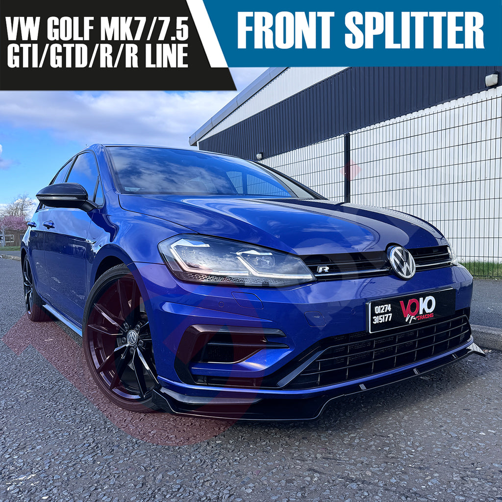 VW GOLF MK7/7.5 GTD GTI R/RLINE VOKO RACING GLOSS BLACK FRONT BUMPER SPLITTER LIP 2013-20