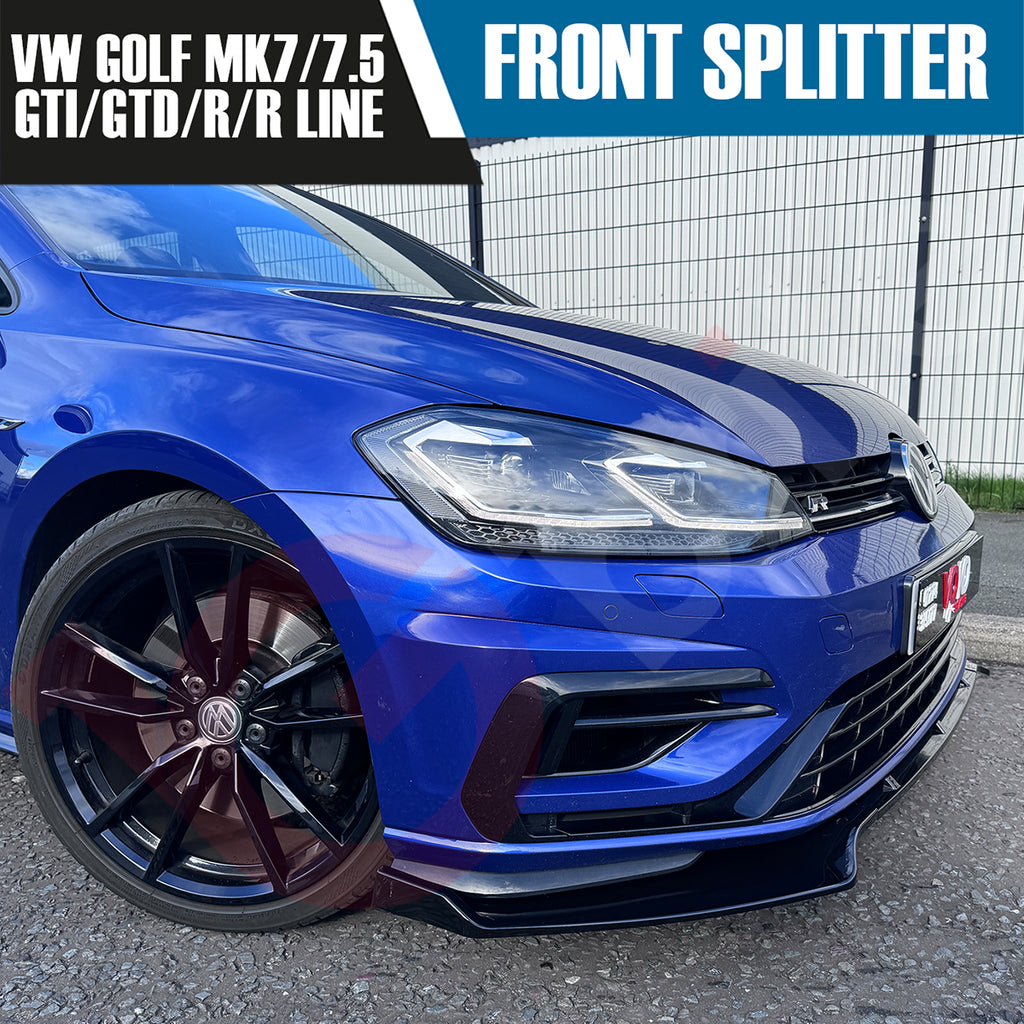 VW GOLF MK7/7.5 GTD GTI R/RLINE VOKO RACING GLOSS BLACK FRONT BUMPER SPLITTER LIP 2013-20