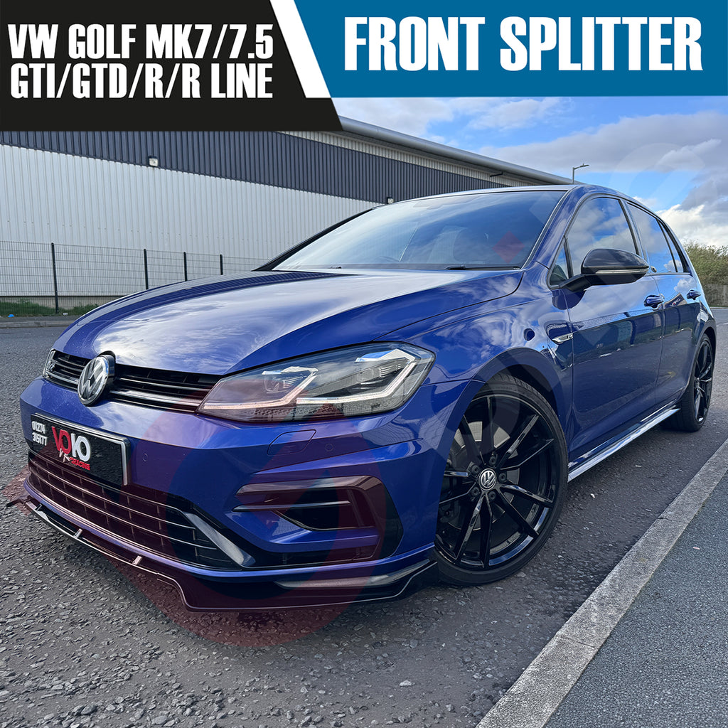 VW GOLF MK7/7.5 GTD GTI R/RLINE VOKO RACING GLOSS BLACK FRONT BUMPER SPLITTER LIP 2013-20