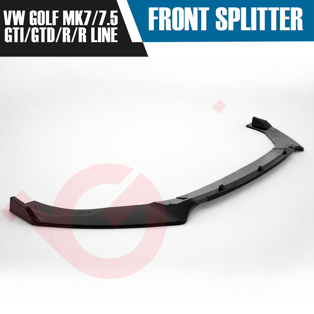 VW GOLF MK7/7.5 GTD GTI R/RLINE VOKO RACING GLOSS BLACK FRONT BUMPER SPLITTER LIP 2013-20
