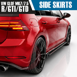 VW Golf MK7 AND MK7.5 GTI GTD R Gloss Black Side Skirts 2014-2020