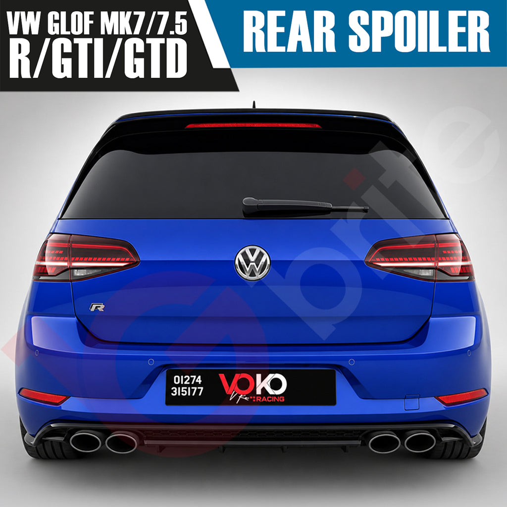 VW GOLF MK7 & 7.5 GTI GTD & R TCR STYLE GLOSS BLACK REAR SPOILER 2013-2019